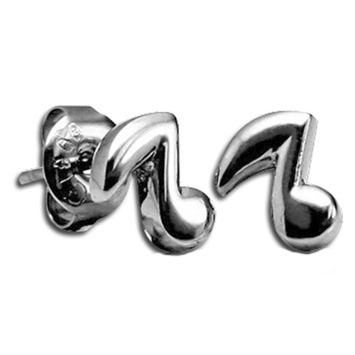  Pair of Surgical Steel Ear Studs - Music Note : Music Note