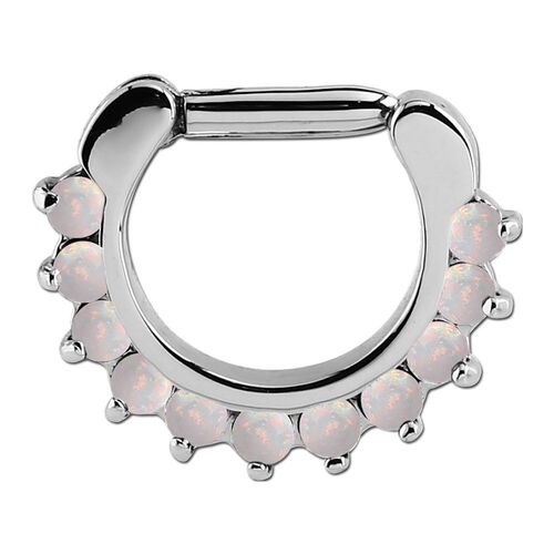  Synthetic Opal Septum Prong Set Jewelled Clicker