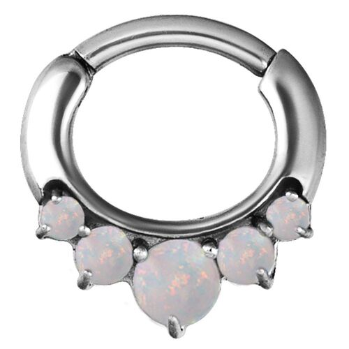  Steel Prong Set Opal Hinged Segment Clicker