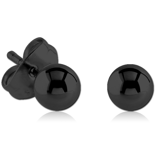  Black Steel 3mm Ball Ear Studs : Pair