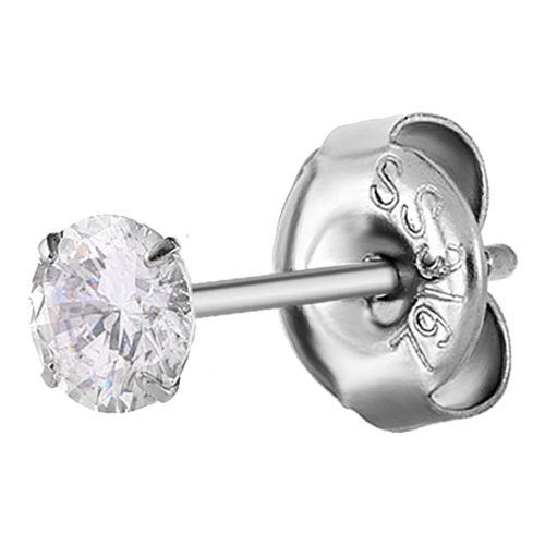 Surgical Steel Prong Set Round 2.5mm Jewelled Ear Studs : Pair