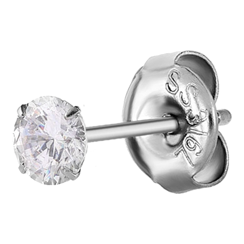  Surgical Steel Prong Set Round 2.5mm Jewelled Ear Studs : Pair
