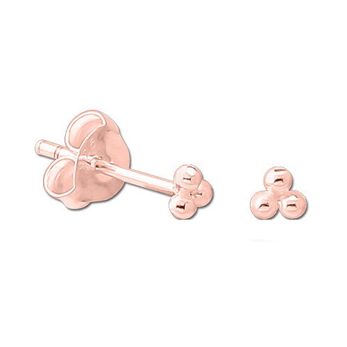  PVD Rose Gold Triple Ball Ear Studs : Pair