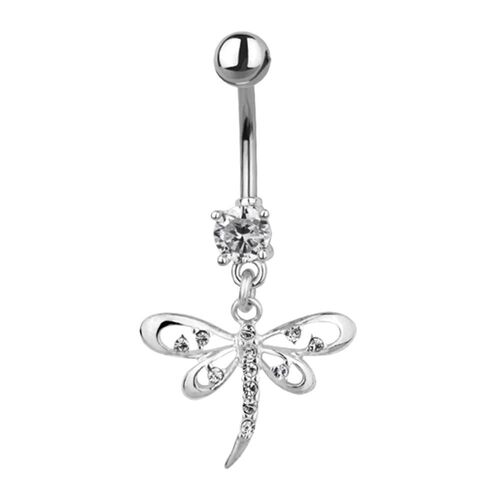  Surgical Steel Jewelled Dragonfly Fashion Navel : 1.6mm (14ga) x 10mm