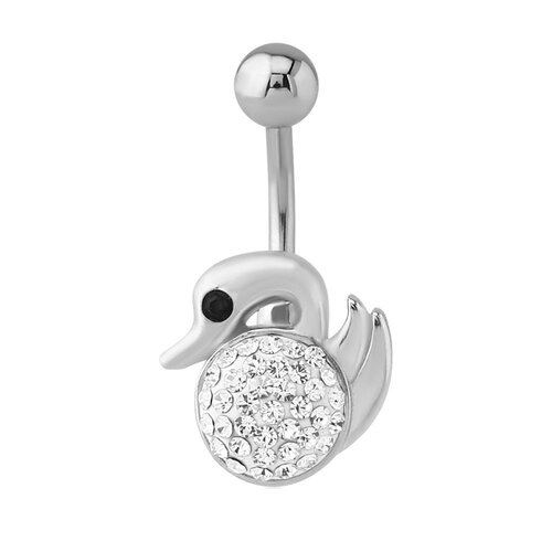  Multi Jewelled Swan Fashion Navel : 1.6mm (14ga) x 10mm