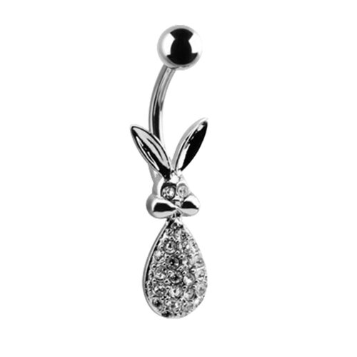  Multi Jewelled Rabbit Fashion Navel : 1.6mm (14ga) x 10mm x Clear Crystal