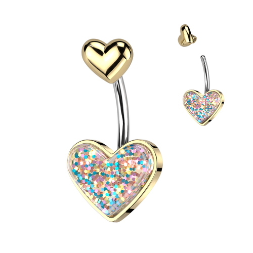  Glitter Heart With Heart Top Navel