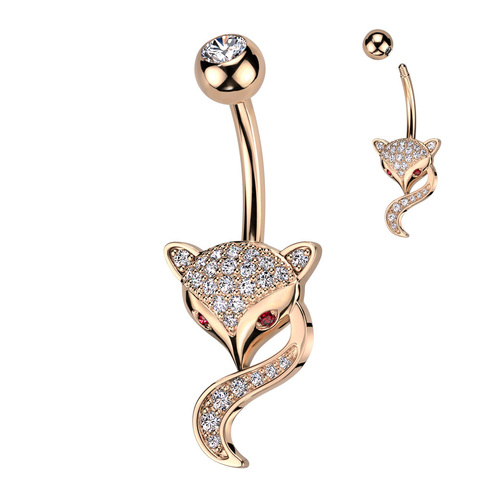  Foxy Navel With Pave CZ and Red CZ Eyes
