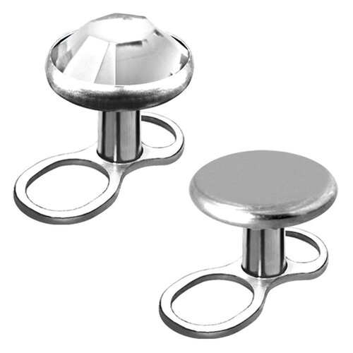 Titanium Basicline® 2 Hole Base Face Dermal Anchor with Disc : 1.2mm (16ga) x 1.5mm x 4mm Disc x Clear Crystal