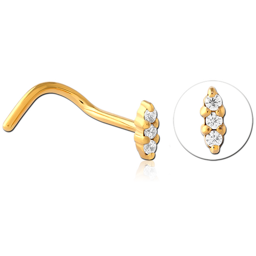  Triple Jewelled Ellipse Nose Stud