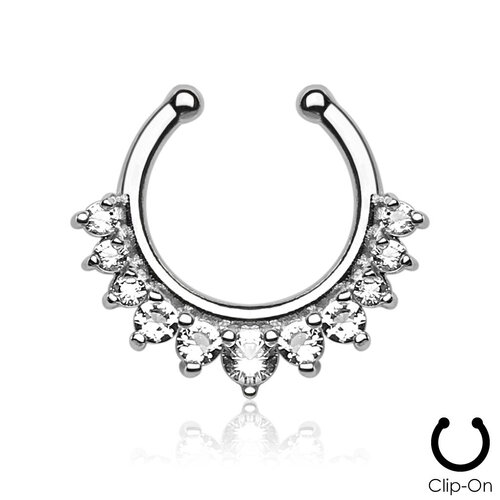Fake Septum Clicker Multi Jewel Steel