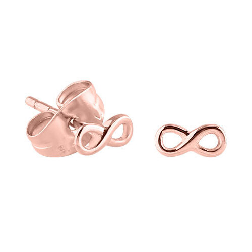  PVD Rose Gold Infinity Ear Studs : Pair