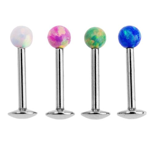  Surgical Steel Synthetic Opal Internally Threaded Labret
