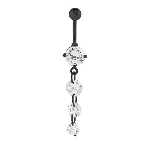  Black Steel PVD Jewelled Cascade Navel