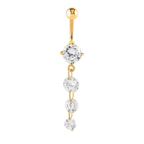  Bright Gold PVD Jewelled Cascade Navel