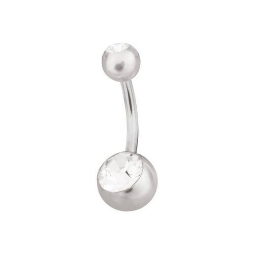 Steel Basicline® Double Jewelled Pearl Navel Bananabell