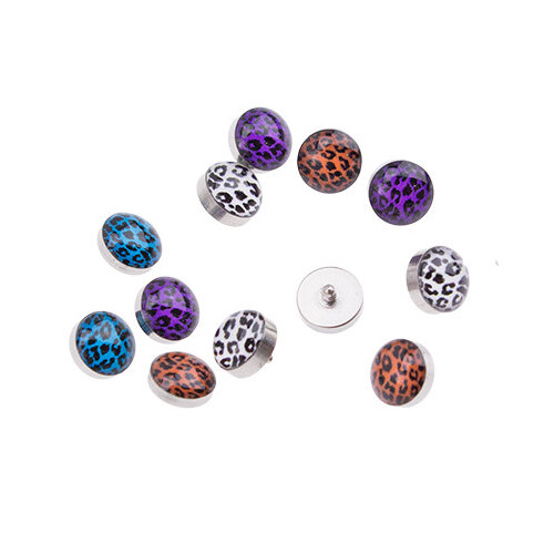  Surgical Steel Internally Threaded Leopard Print Disc