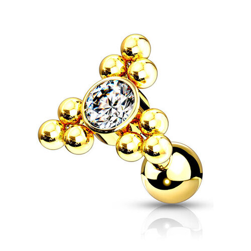  Steel Multi Bead Cluster Jewelled Barbell