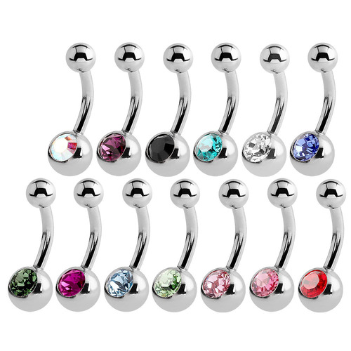  Mini Jewelled Navel Studs Faceted Crystal