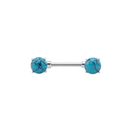 Prong Set Semi Precious Nipple Barbell