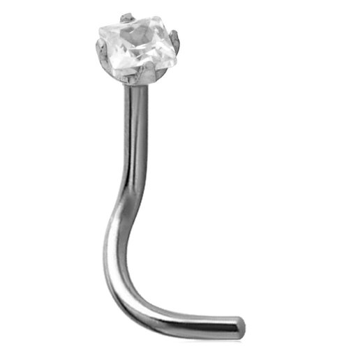  Steel Basicline® Square Crystal Setting Nose Stud