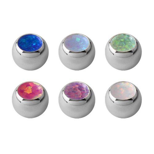  Surgical Steel Jewelled Ball with Synthetic Opal