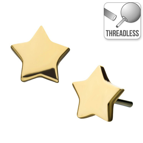  Threadless 14ct Yellow Gold Star Attachment