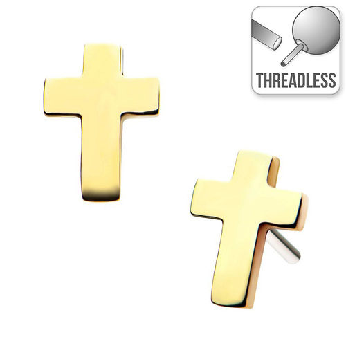  Threadless 14ct Yellow Gold Cross Attachment