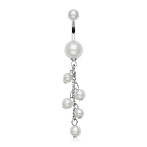  Imitation Pearl Bead Dangle Navel: White