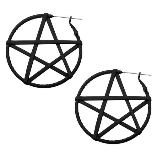  Black Wrapped Pentagram Plug Hoop Earring