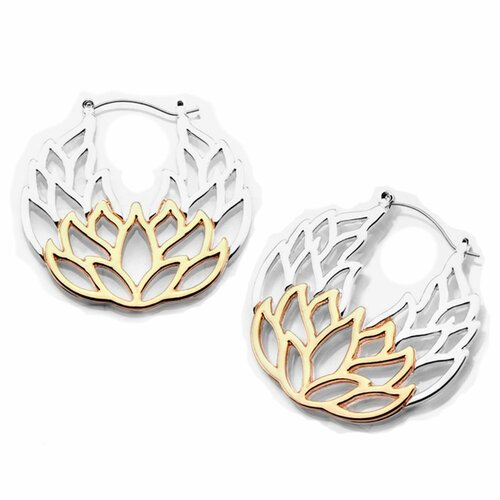  20g Silver and Rose Gold Lotus Web Plug Hoop