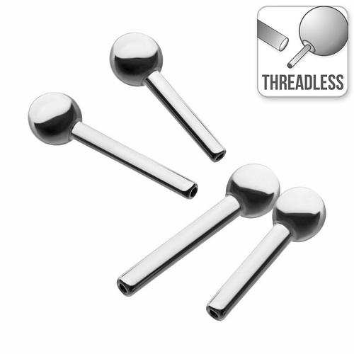 Threadless Titanium Barbell Stem with 3mm Fixed Ball