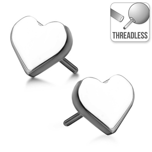  Threadless Titanium Flat Heart Attachment : 3.4mm x 3.8mm