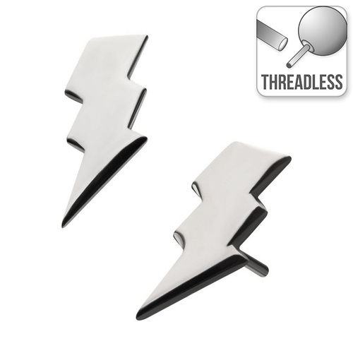  Threadless Titanium Lightning Bolt Attachment : 4mm x 8mm