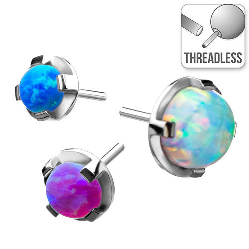  Threadless Titanium Prong Set Synthetic Opal