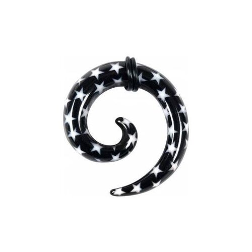  Plastic Print Spirals - White Star on Black