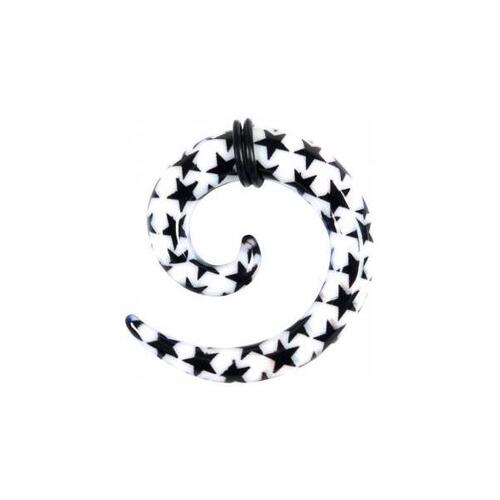  Plastic Print Spirals - Black Star on White