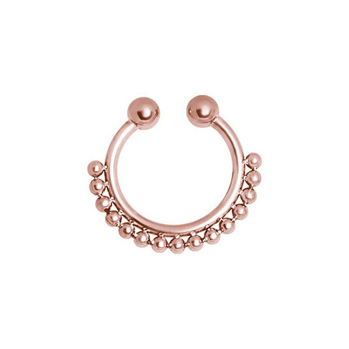 PVD Rose Gold Fake Septum Ring with Single Ball Chain