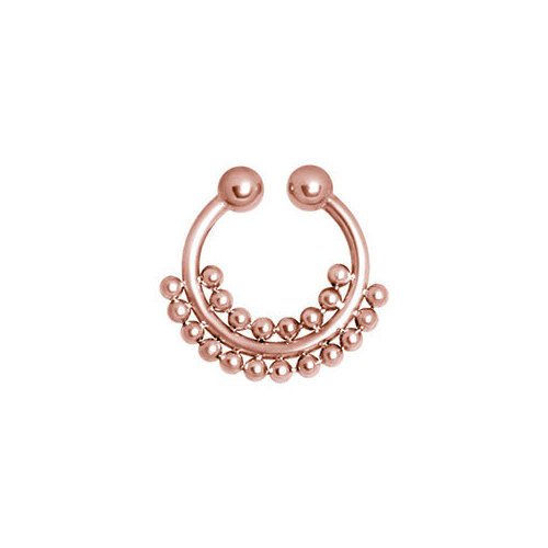  PVD Rose Gold Fake Septum Ring with Double Ball Chain