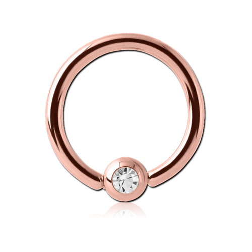  PVD Rose Gold Jewelled Ball Closure Ring