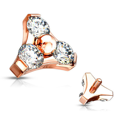  Rose Gold Trinity Prong Set Attachment for Internally Threaded Jewellery