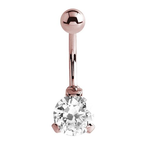  Rose Gold Single Round Prong Set Navel