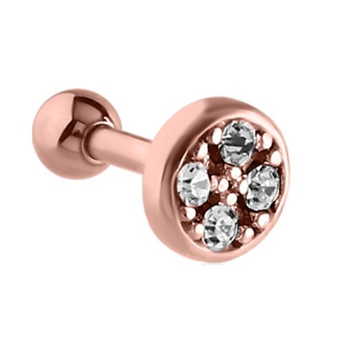 Rose Gold PVD Jewelled Cluster Barbell : 1.2mm (16ga) x 6mm