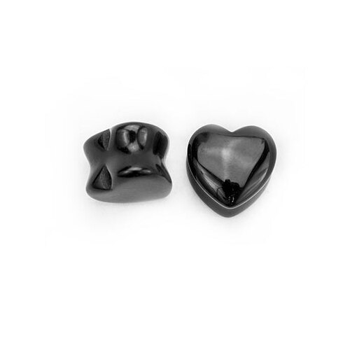  Heart Shaped Organic Black Onyx Stone Plug