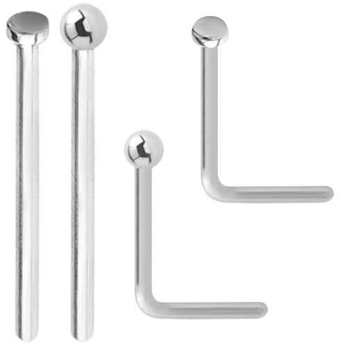  Jewellers Plain Nose Studs Flat and Ball Sterling Silver