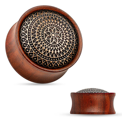  Saddle Fit Plug with Lattice Pattern Antique Rose Wood