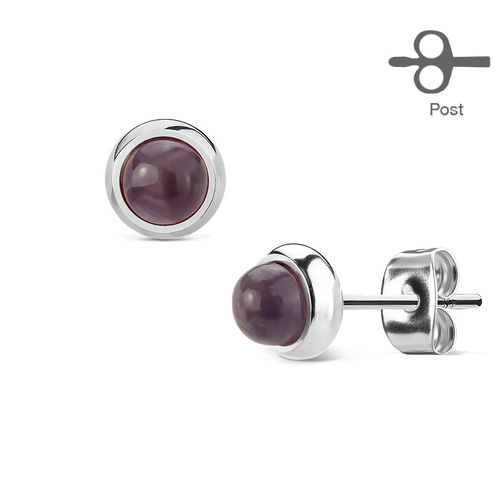  Pair of Surgical Stainless Steel Earrings Semi Precious Stones