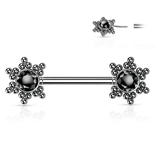  Threadless Beaded Star Jewelled Cluster Silver Plated Decorative Nipple Barbell