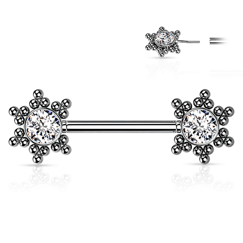  Threadless Beaded Star Jewelled Cluster Silver Plated Decorative Nipple Barbell