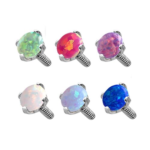  Titanium Internally Threaded Prong Set Synthetic Opal